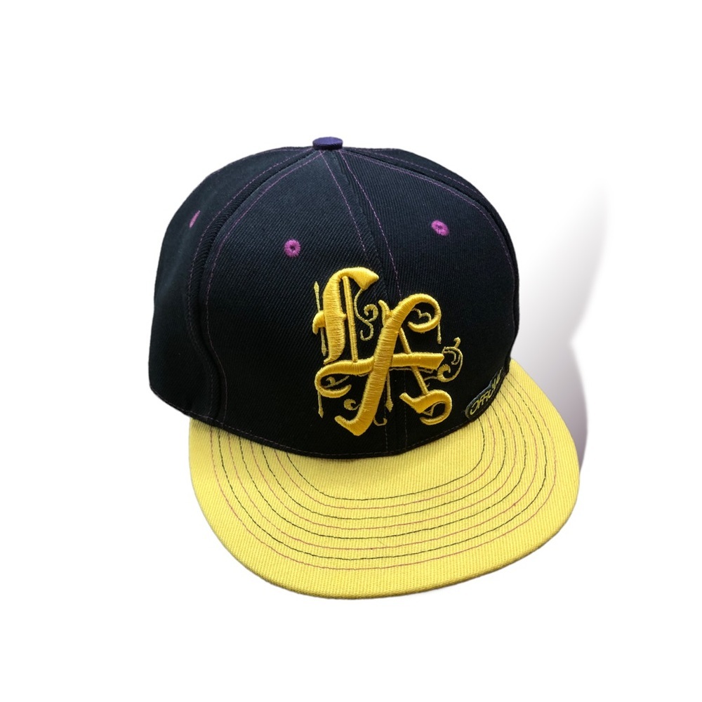 Preowned Official LA  yellow and purple snapback hat